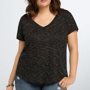 Torrid Black Speckle Double V Soft Tee Shirt 1X